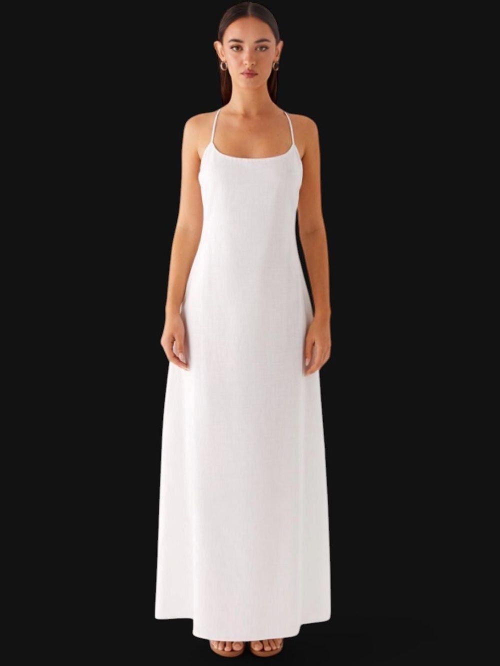 NWT Scoop Neck white 100% cotton Maxi Dress. Size 0/ Xs.